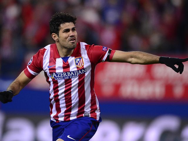 Diego Costa celebrates scoring for Atletico Madrid