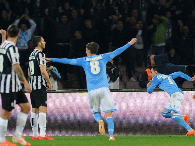 Jose Callejon celebrates the opening goal