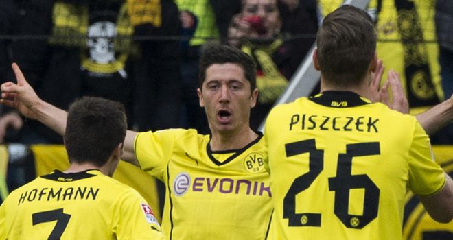 Robert Lewandowski was on target again for Dortmund
