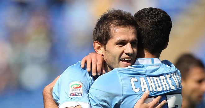 Senad Lulic (left) and Antonio Candreva celebrate