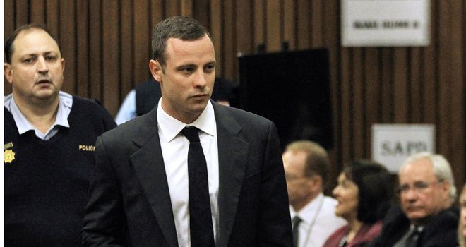 Oscar Pistorius at the first day of his trial in Pretoria