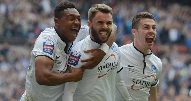 Josh McQuoid (right): Celebrates his goal