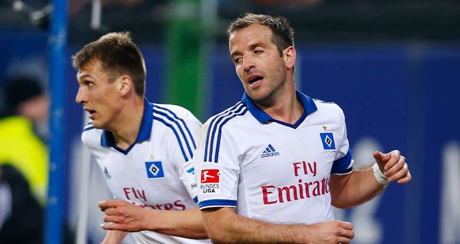 Rafael van der Vaart of Hamburg appears frustrated