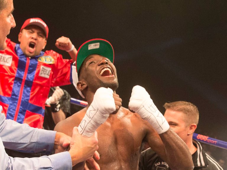 Terence Crawford celebrates his victory