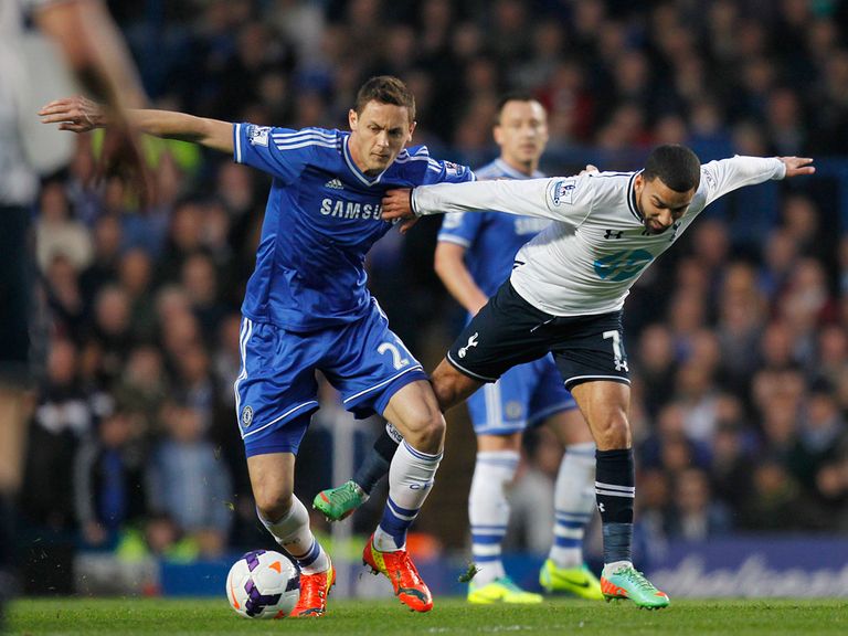 Nemanja Matic fights off the challenge of Aaron Lennon