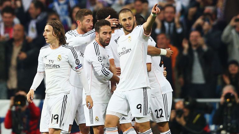 Karim Benzema: Celebrates after netting the opener for Real Madrid
