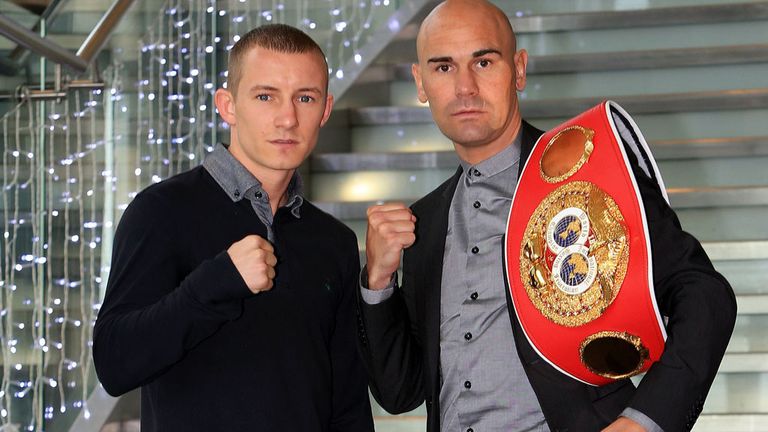 Paul Butler (l) and Stuart Hall ahead of June's bantamweight showdown