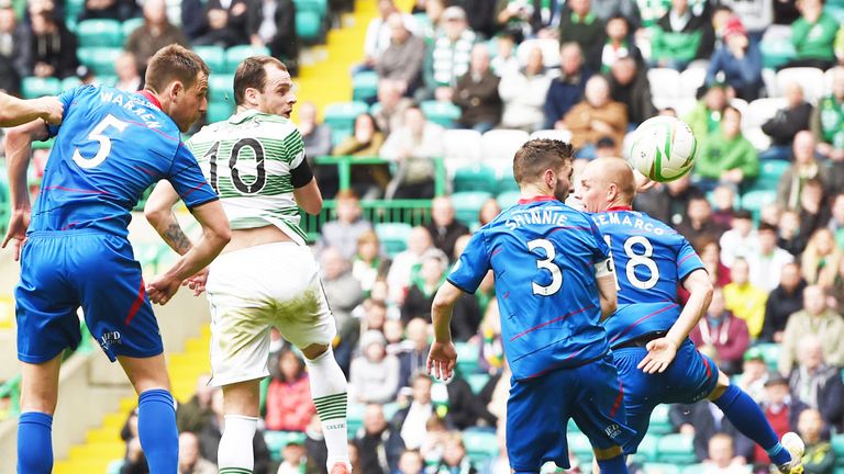 Anthony Stokes: Nets the first goal of his hat-trick in Celtic's victory