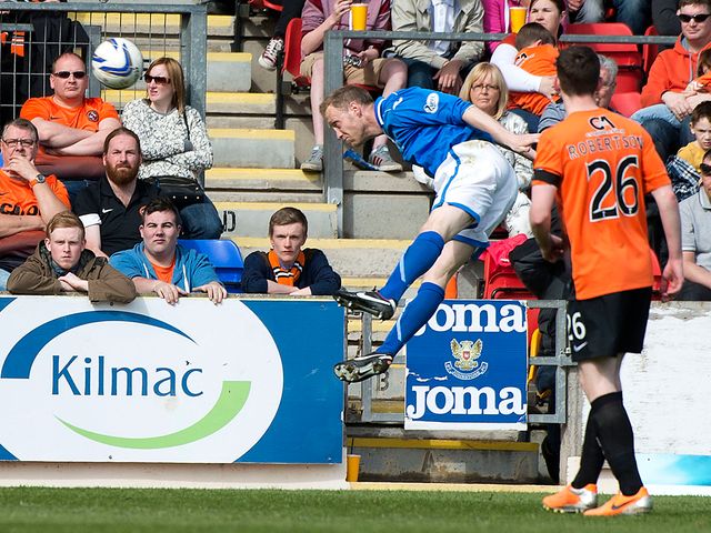 St Johnstone defender Steven Anderson opens the scoring with a header