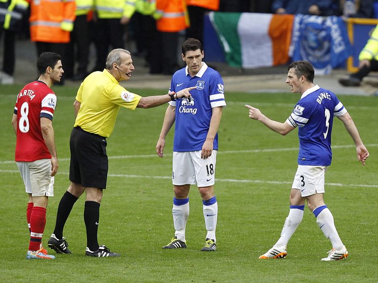Leighton Baines (right) in action against Arsenal on Sunday