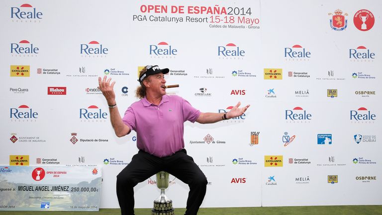 Miguel Angel Jimenez celebrates his victory in Spain