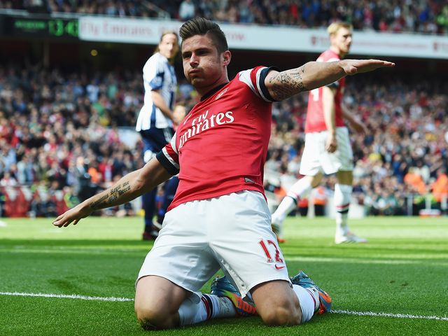 Olivier Giroud celebrates after scoring the only goal of the game