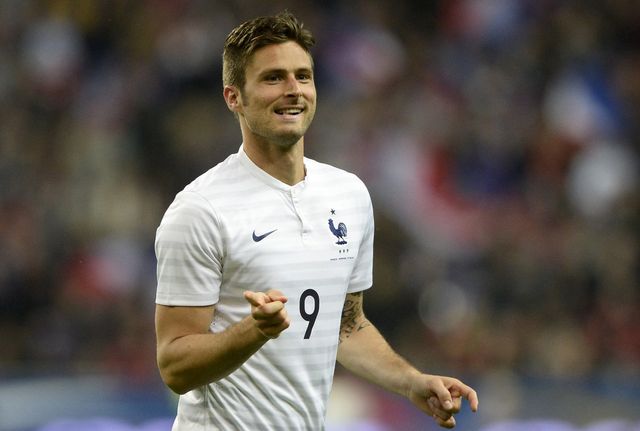 Olivier Giroud: Celebrates his second against Norway