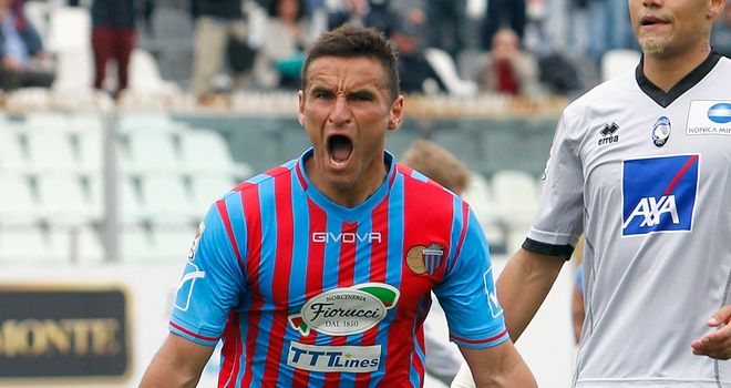 Gonzalo Bergessio of Catania celebrates after scoring