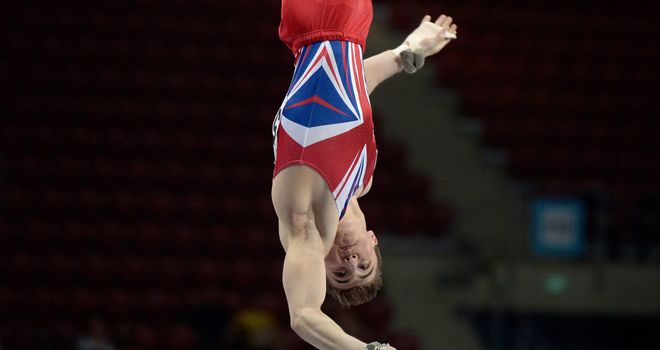 Sky Sports Scholar Sam Oldham competes on the horizontal bar in the Men's team artistic gymnastics final