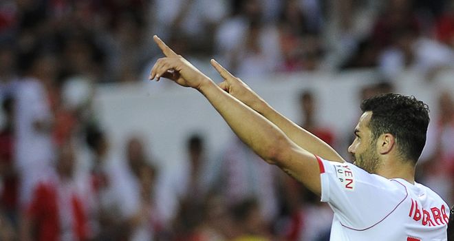 Sevilla's Vicente Iborra de la Fuente celebrates