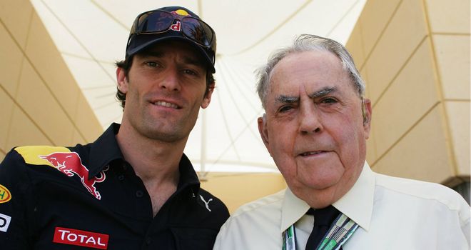 Mark Webber with Jack Brabham in 2010