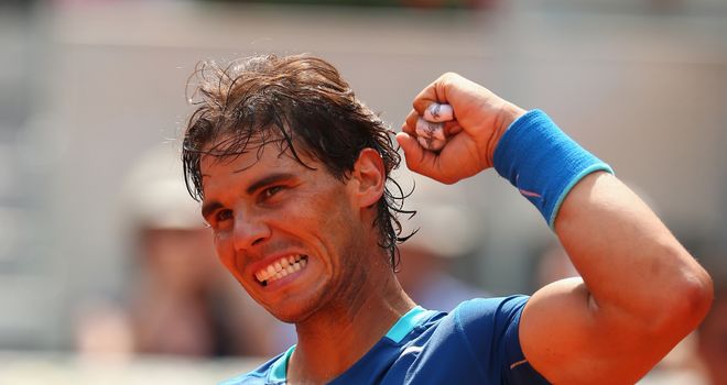 Rafael Nadal: Celebrates his straight sets victory over Jarkko Nieminen