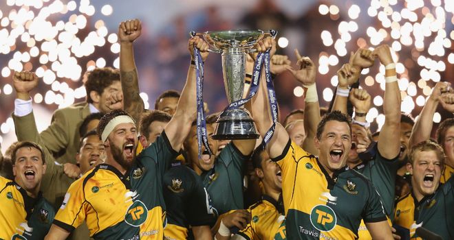 Northampton celebrate their 2014 Challenge Cup success