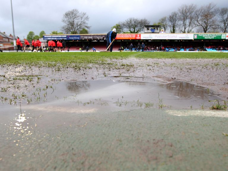 Bootham Crescent was hit by rain on Saturday
