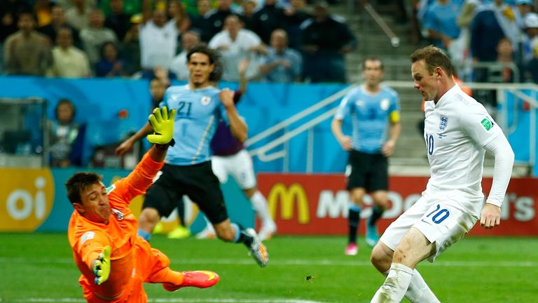 Rooney's one and only World Cup finals goal came against Uruguay in 2014