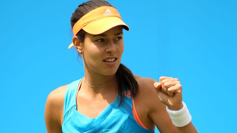 Ana Ivanovic celebrates reaching the final of the Aegon Classic in Birmingham