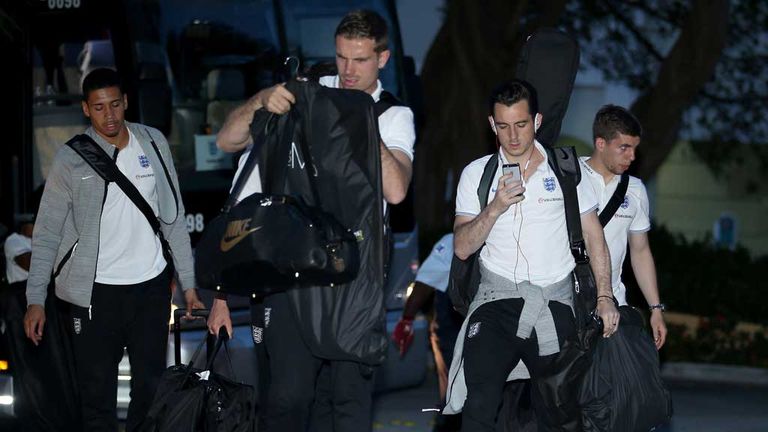 England players arrive in Miami
