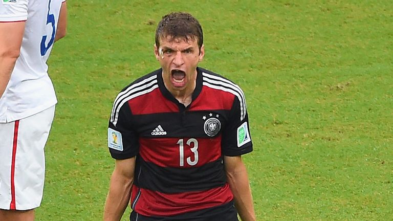 Thomas Muller: Celebrates breaking the deadlock
