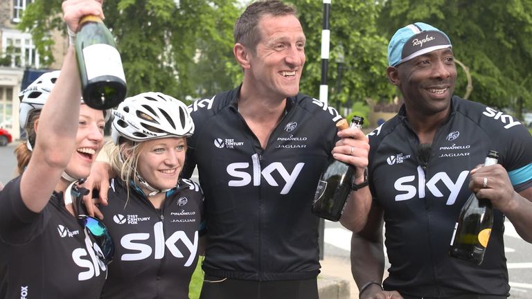 Elise and Will Greenwood (both centre) battled the roads in Yorkshire in 2014