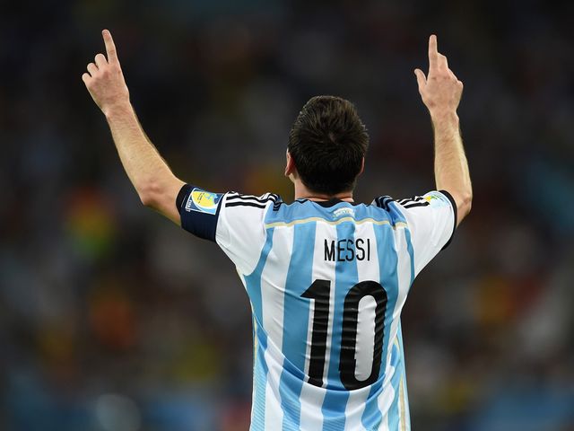 Argentina star Lionel Messi enjoys his goal 