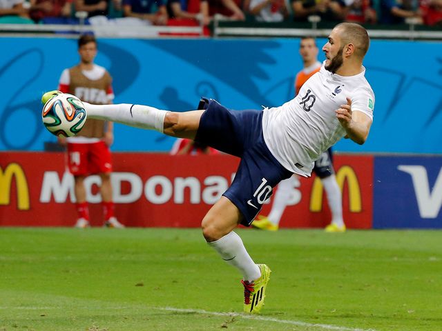 Karim Benzema scores for France