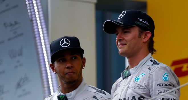Lewis Hamilton Nico Rosberg on the podium