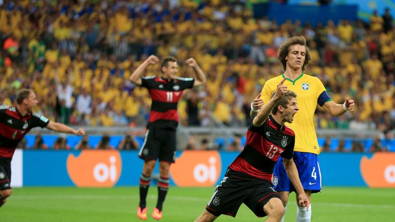 Thomas Muller: Celebrates his goal against Brazil