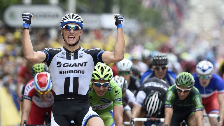 Marcel Kittel winning stage three of the Tour de France in London in July