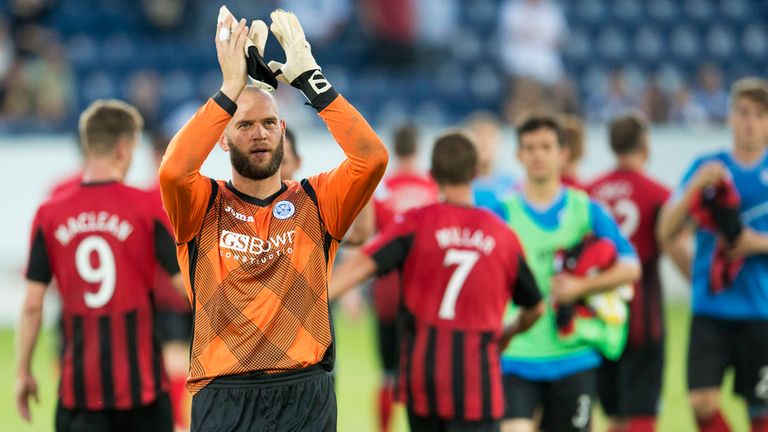 St Johnstone goalkeeper Alan Mannus applauds the fans at full-time