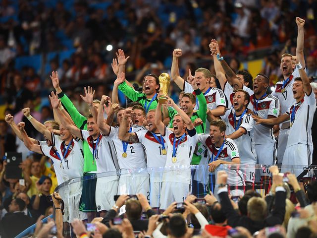 Germany celebrate winning the World Cup