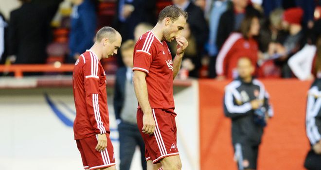 Aberdeen: Players look dejected after draw with Groningen