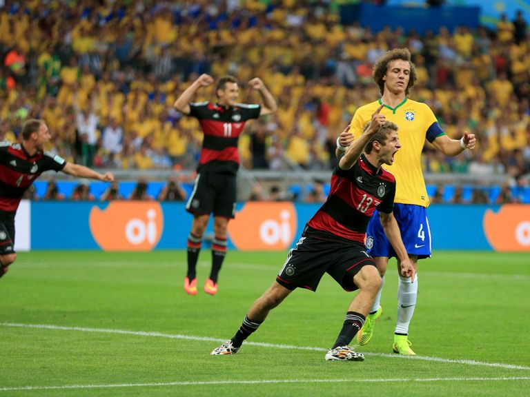 Thomas Muller: Celebrates his goal against Brazil