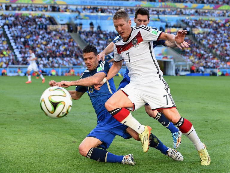 Bastian Schweinsteiger in action during the World Cup final