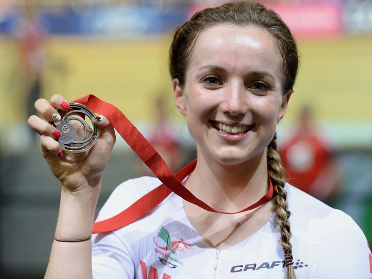 Elinor Barker with the Bronze Medal she won in the women's 10km scratch race