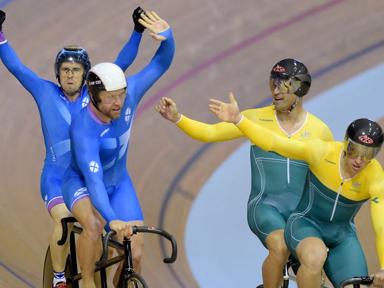 Neil Fachie with Craig Maclean celebrate their second gold