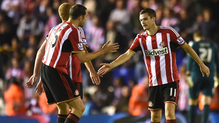 Adam Johnson: Celebrates goal with John O'Shea