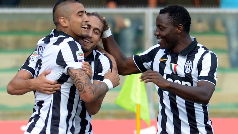 Juventus celebrate after taking the lead