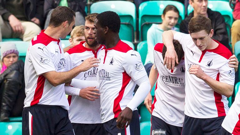 Falkirk: Celebrate Rory Loy's opening goal against Hiberniann
