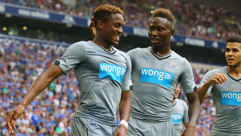 Roland Aarons: Celebrates scoring in Newcastle's 3-1 friendly win over Schalke