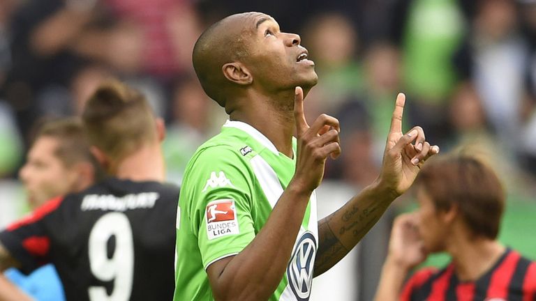Wolfsburg defender Naldo celebrates after giving his side the lead