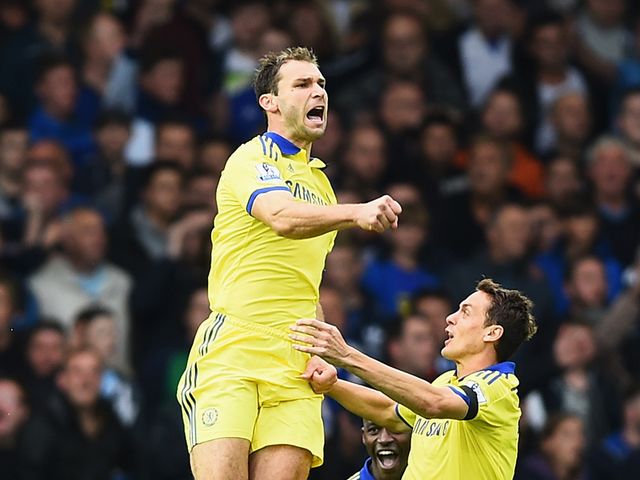 Branislav Ivanovic celebrates after grabbing the second goal