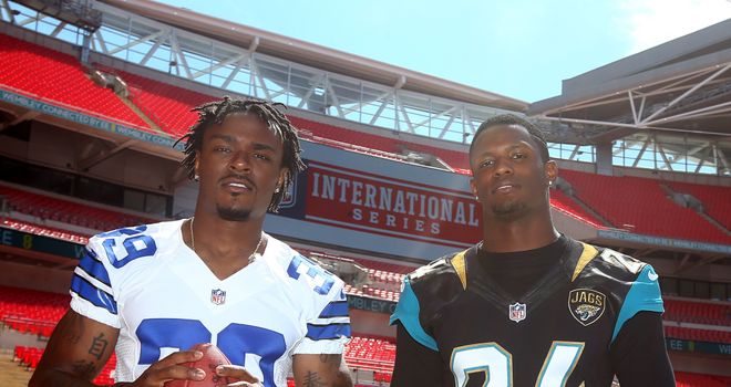 Brandon Carr of the Dallas Cowboys at NFL Media Day at Wembley