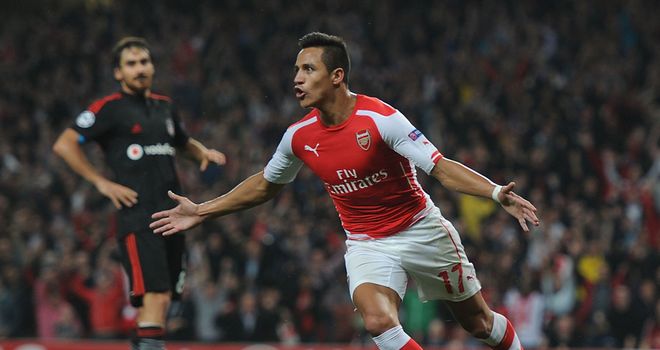 Alexis Sanchez: Celebrates giving Arsenal the lead