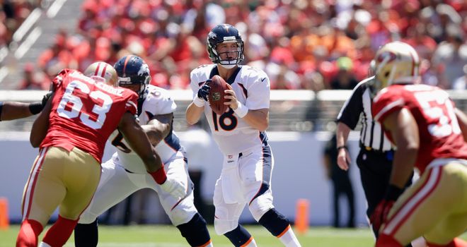 Peyton Manning: Cmpleted 12-of-14 passes for 102 yards